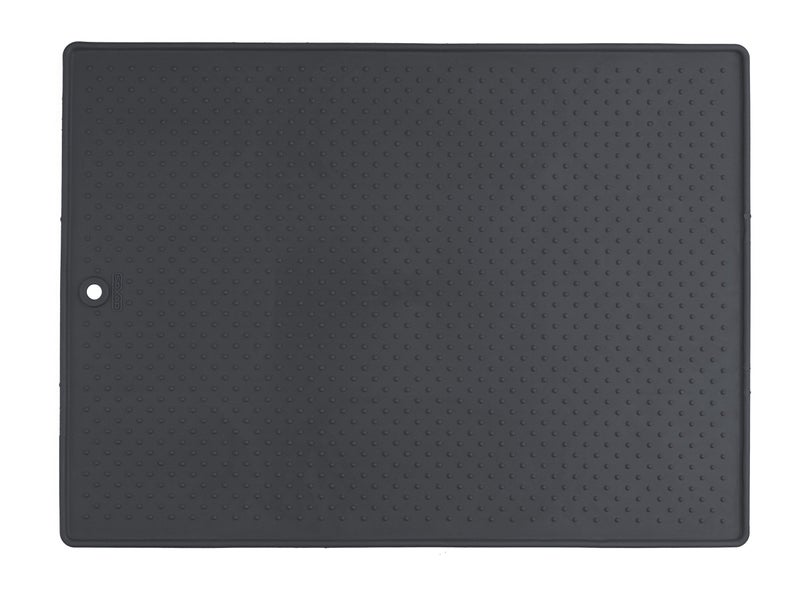 Dexas Pets Grippmat Flexible Non-Slip Pet Placemat/Spill Catcher for Dog Bowls and Cat Bowls, 17 by 23.5 Inches, Gray